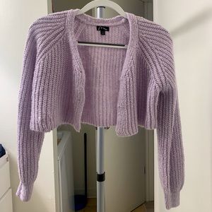 art class | Knitted Light Purple Cropped Cardigan | Size: Kids Large (10/12)